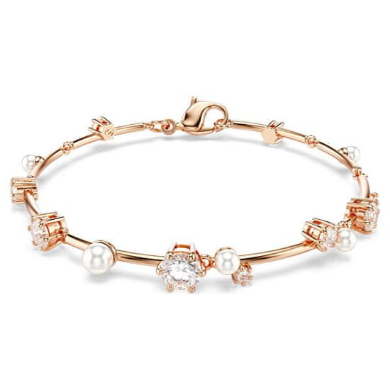 Swarovski Pozlačena zapestnica s kristali in perlami Constella 5729505