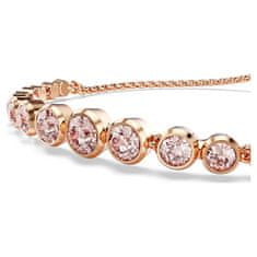 Swarovski Pozlačena zapestnica z roza kristali Tennis Imber 5718204