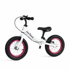 Otroški poganjalec MOVINO ADVENTURE z zavoro, napihljiva kolesa premera 12 inčev, belo-roza R-004-BR