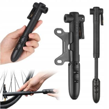 Korbi Mini ročna kolesarska črpalka, pritrjena na okvir, teleskopska aluminijasta