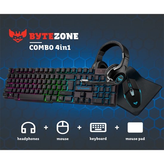 Bytezone Komplet BZ-X4EU, črn (tipkovnica, miška, slušalke in podloga)