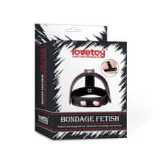 Lovetoy Bondage fetiš T-slog usnjenega petelinskega obroča z razdelilnikom žogic