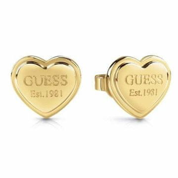 Guess Modni jekleni uhani v obliki srca JUBE02179JWYGT/U