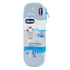 Chicco Set zobna ščetka z etui + pasta, od 12 m, modre barve