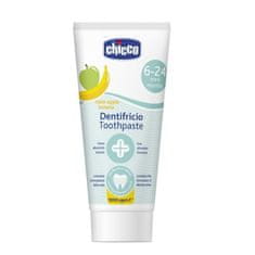 Chicco zobna pasta s fluorom, aromatizirana z banano, jabolko, 6m +