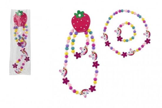 Teddies Ogrlica in zapestnica kroglice enorožec les/plastik 20cm
