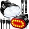 Set kolesarskih luči sprednja in zadnja, LED, set z USB priključkom, močne