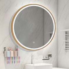 S6 Steklarstvo Šest Okroglo LED ogledalo S614A , fi 70cm, z zlatim okvirjem