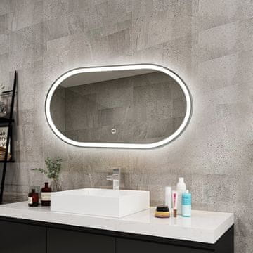 S6 Steklarstvo Šest LED ogledalo S612A , 100x60cm, ovalno, 3 barve LED, dimmer, antifog