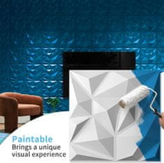 Netscroll 3D stenske plošče, 10-delni set dekorativnih tapet 30x30 cm, mat bela PVC, lahke, ognjevarne, za dom, kuhinjo, steno za TV, strop, lahko se barvajo, vodoodporne, ReliefWallpaper