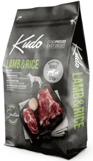 Kudo suha hrana za pse, Medium-Maxi Adult, jagnjetina in riž, 12 kg