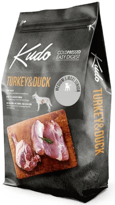  Kudo suha hrana za pse, Medium-Maxi Adult, puran in raca, 12 kg  