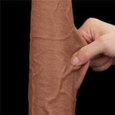 Lovetoy 13,5'' King Size Drsna prevleka Dual Layer Dong Brown