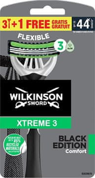 Wilkinson Sword Brivnik za enkratno uporabo za moške Xtreme 3 Black Edition Comfort 3+1 kos