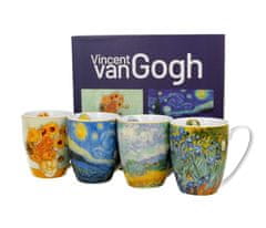 ZAKLADNICA DOBRIH I.  Komplet 4 lončkov z žličkama iz porcelana z dekorjem Van Gogh