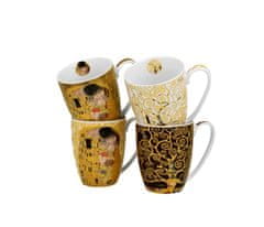 ZAKLADNICA DOBRIH I. Komplet 4 lončkov z žličkama iz porcelana z dekorjem Gustava Klimta