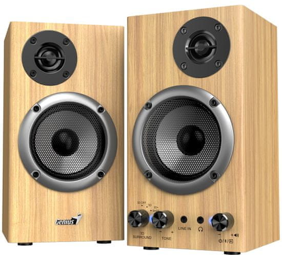 Genius Zvočniki SP-HF520BT borov les/ 2.0/ Bluetooth 5.3/ 20W/ borov les