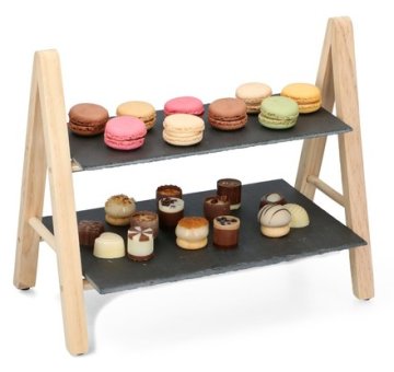 Alpina Alpina ED-217395 Regal za prigrizke 2 nadstropja skrilavec / les