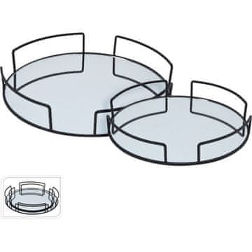 EXCELLENT Komplet servirnih pladnjev KO-HZ1230100 2 pcs metal / glass