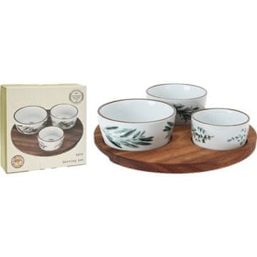 EXCELLENT Komplet skled KO-210000930 snack serving set with round tray 4 pcs