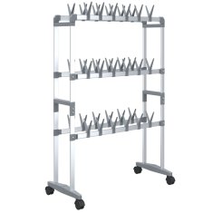 Vidaxl Stojalo za čevlje s kolesi srebrno 66x27x100 cm