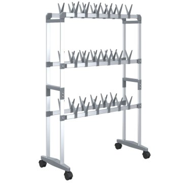 Vidaxl Stojalo za čevlje s kolesi srebrno 66x27x100 cm