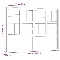 Vidaxl Posteljno vzglavje 156x4x104 cm trdna borovina
