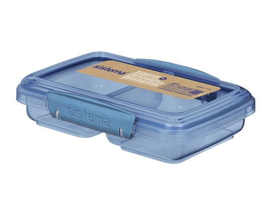 Sistema Sistema Ocean Bound Majhna razdeljena škatla za prigrizke z dvema predaloma, 350 ml, modra