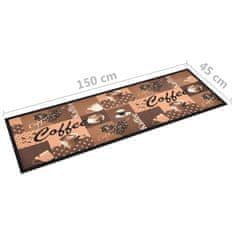 Vidaxl Kuhinjska preproga pralna Coffee rjava 45x150 cm