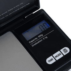 Ruhhy Precizna žepna tehtnica s porkovčkom, 500g/0,1g, LCD, 2xAAA