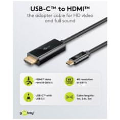Goobay USB-C (M) na HDMI (M) 4K 60Hz 18 Gbit/s 1m črn kabel