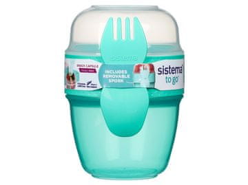 Sistema Snack Box To Go kapsula za prigrizke z vilicami 515 ml, zelena