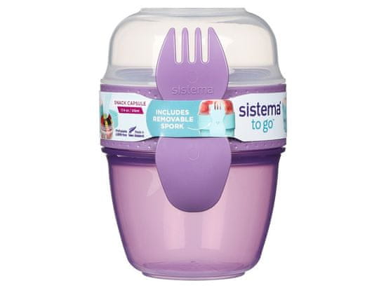 Sistema Sistema TO GO Kapsula za prigrizek Posoda za prigrizek + vilice/žlica, 515 ml, vijolična