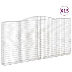 Vidaxl Obokane gabion košare 15 kos 400x30x200/220 cm pocinkano železo