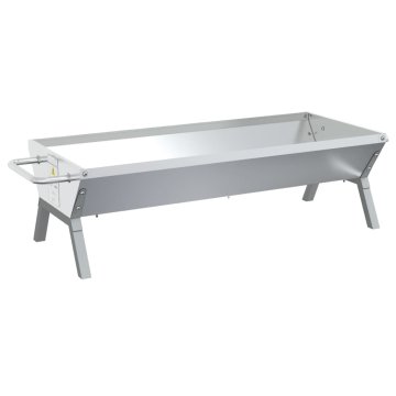 Vidaxl Pladenj za žar srebrn 118x42x30,5 cm nerjaveče jeklo