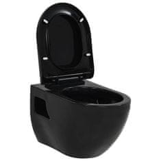 Vidaxl Viseča WC školjka keramična črna