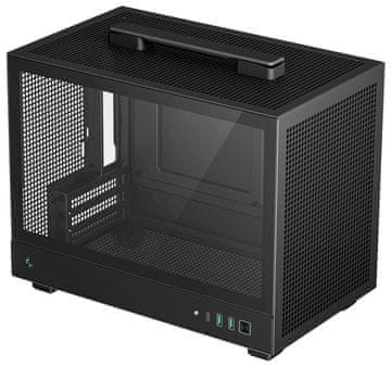 DEEPCOOL CH160 / miniITX / USB 3.0 / USB-C / steklena stranska plošča / ročaj / črna