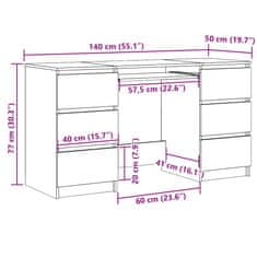 Vidaxl Pisalna miza rjavi hrast 140x50x77 cm konstruiran les