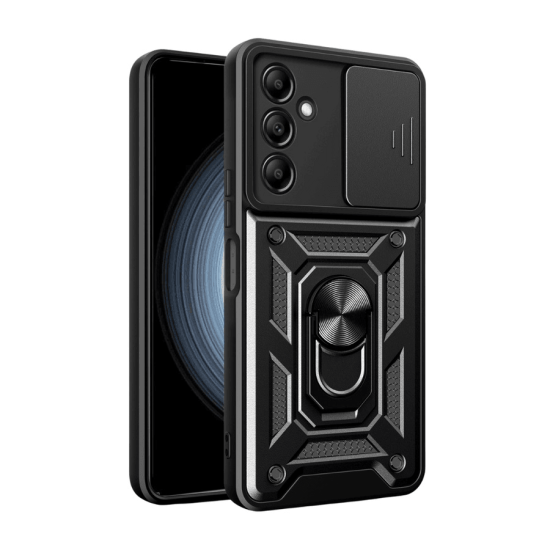 Onasi Silikonski ovitek Armor Ring z zaščito kamere za Samsung Galaxy A56 - črn