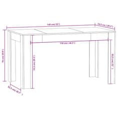 Vidaxl Jedilna miza črna 140x74,5x76 cm iverna plošča