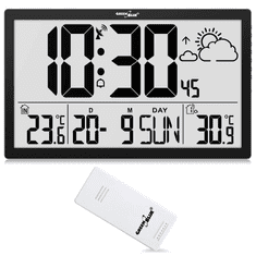 GreenBlue LCD stenska ura GB218 + vremenska postaja, DCF