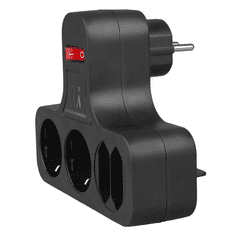 Maclean Razdelilec MCE224 GB + stikalo 2x šuko 2x euro, črn