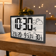 GreenBlue LCD stenska ura GB218 + vremenska postaja, DCF