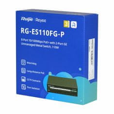Ruijie Reyee stikalo 100M 8-port PoE + 2x Giga kovinsko ohišje RG-ES110FG-P