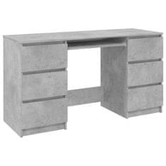 Vidaxl Pisalna miza betonsko siva 140x50x77 cm iverna plošča
