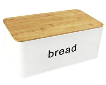 HIT Posoda za kruh s pokrovom iz bambusa bela HT-22172386