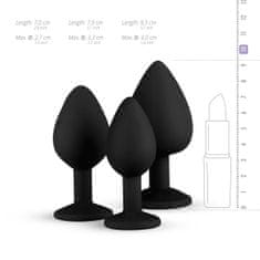 Easytoys Komplet analnih čepov z biserom, črni