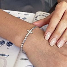 Evolution Group Nežna srebrna zapestnica s cirkoni Cross 13016.1