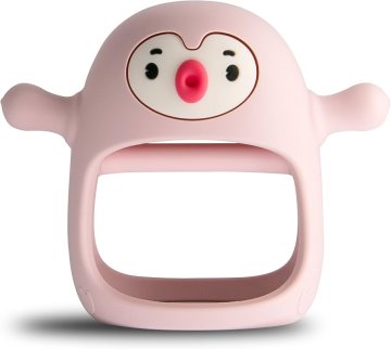 HAPPY TEETHER Otroški silikonski grizalo v obliki živali (ROZA)