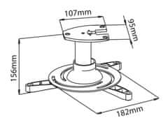 Stell stropno držalo za projektor SHO1029, nosilnost 15 kg - srebrno
